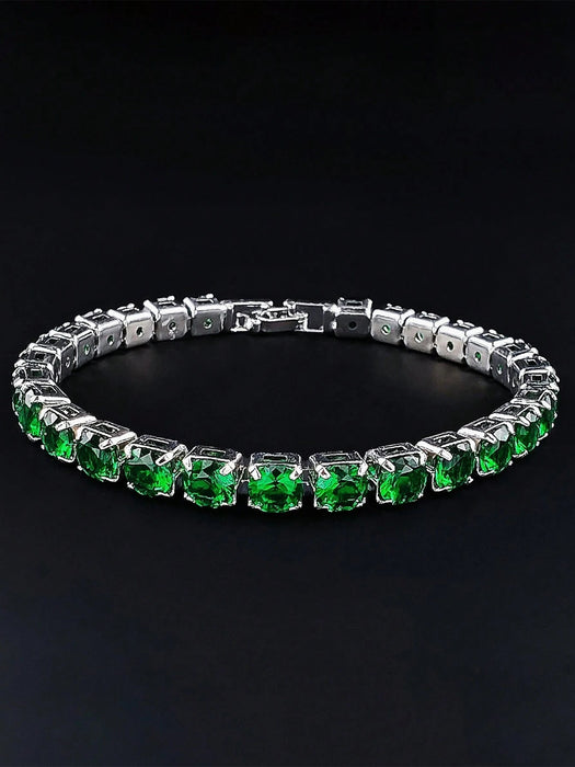 SHEIN MOONSO Pulsera unisex de estilo hip - hop streetwear verde con microincrustaciones de circonita - Quierox - Tienda Online
