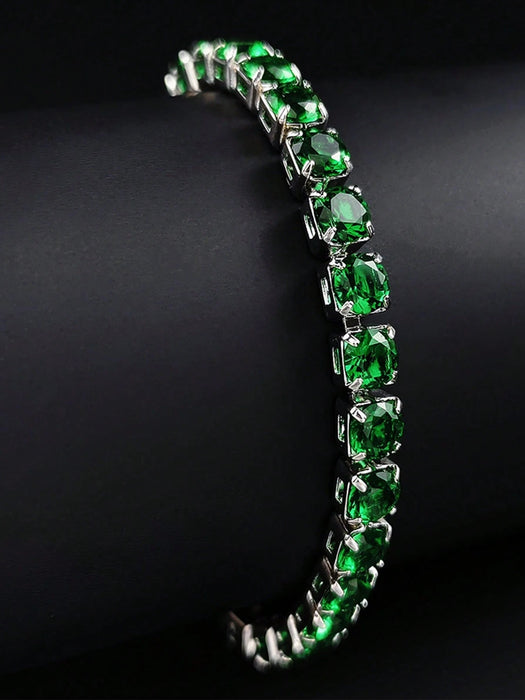 SHEIN MOONSO Pulsera unisex de estilo hip - hop streetwear verde con microincrustaciones de circonita - Quierox - Tienda Online
