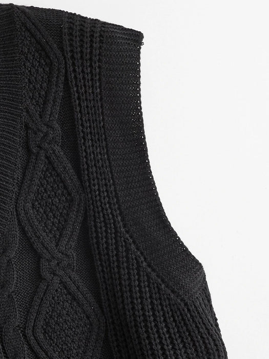 SHEIN MOOSTA Plus Chaleco tipo suéter de punto trenzado - Quierox - Tienda Online