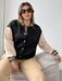 SHEIN MOOSTA Plus Chaqueta de dos tonos con hombros caídos y ribete de rayas con gráfico de letras - Quierox - Tienda Online