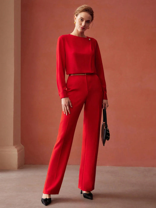 SHEIN MOTF PREMIUM Blusa con botones de perla - Quierox - Tienda Online