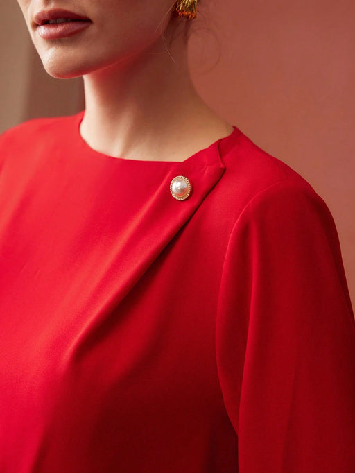 SHEIN MOTF PREMIUM Blusa con botones de perla - Quierox - Tienda Online