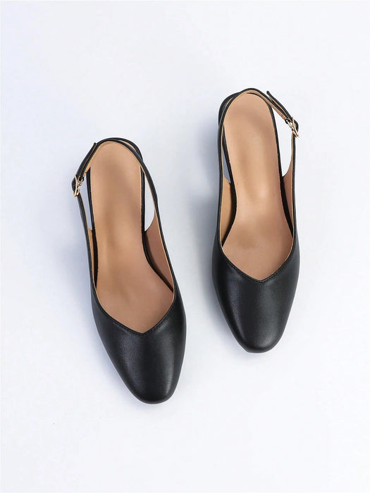 Shein Mujer Tacones minimalista con tacón grueso elegante negro - Quierox - Tienda Online