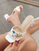 SHEIN Mules con flores bordadas y tacón ancho, diseño de punta abierta - Quierox - Tienda Online