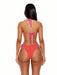 Shein Musera Resort Top de bikini triangular con cuello halter y ribete en contraste - Quierox - Tienda Online