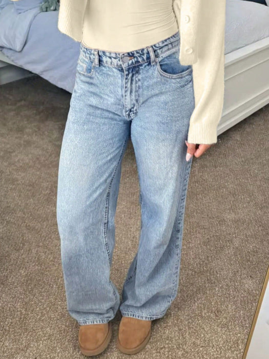 SHEIN MYOURSA Jeans de pierna recta y tiro bajo para mujer - Quierox - Tienda Online