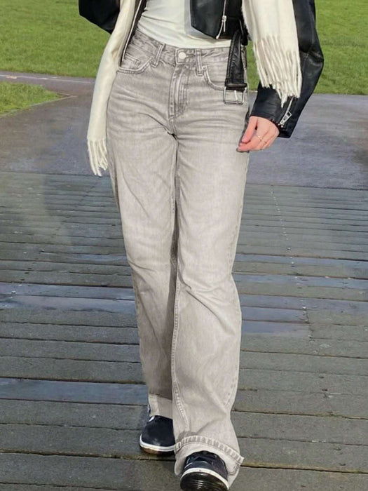 SHEIN MYOURSA Jeans de pierna recta y tiro bajo para mujer - Quierox - Tienda Online
