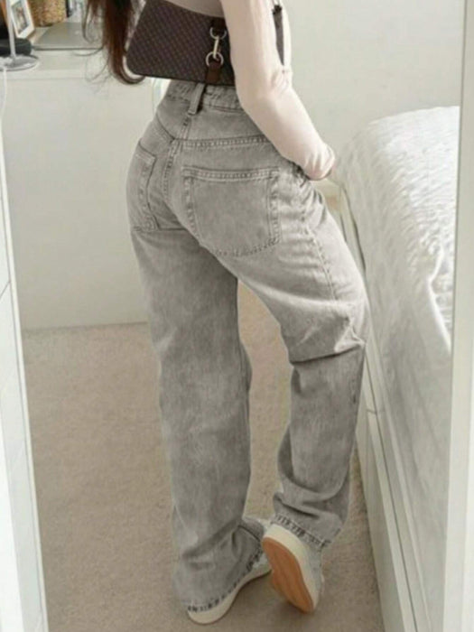 SHEIN MYOURSA Jeans de pierna recta y tiro bajo para mujer - Quierox - Tienda Online