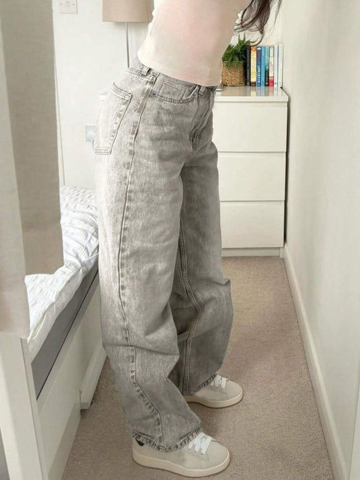 SHEIN MYOURSA Jeans de pierna recta y tiro bajo para mujer - Quierox - Tienda Online