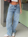SHEIN MYOURSA Jeans de pierna recta y tiro bajo para mujer - Quierox - Tienda Online