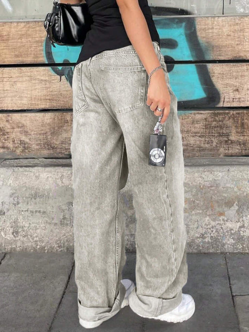 SHEIN MYOURSA Jeans de pierna recta y tiro bajo para mujer - Quierox - Tienda Online