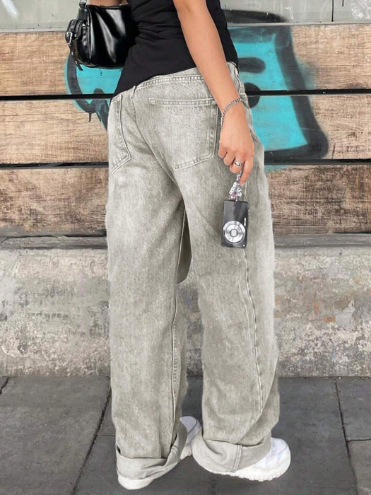 SHEIN MYOURSA Jeans de pierna recta y tiro bajo para mujer - Quierox - Tienda Online