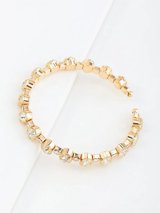 Shein NAIZHU Pulsera abierta con diseño de diamante de imitación - Quierox - Tienda Online