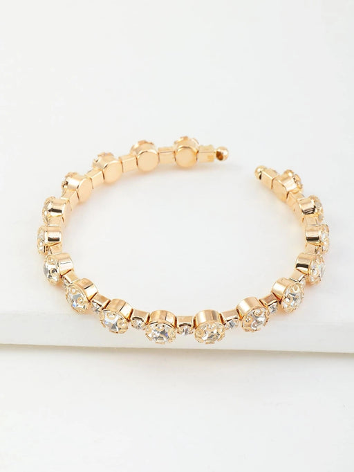 Shein NAIZHU Pulsera abierta con diseño de diamante de imitación - Quierox - Tienda Online