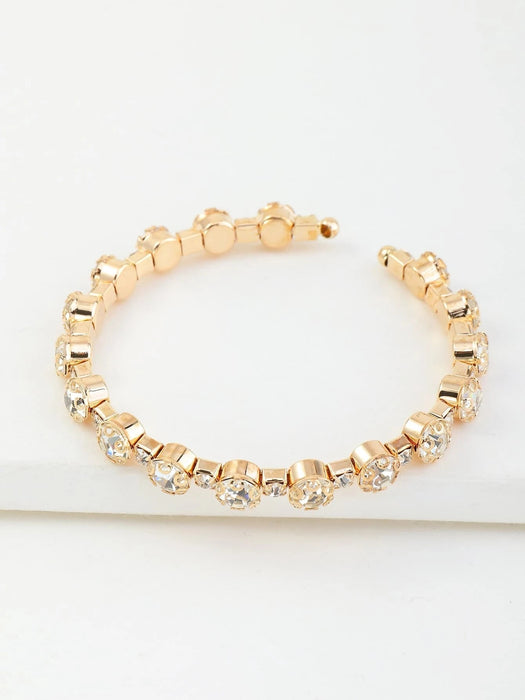 Shein NAIZHU Pulsera abierta con diseño de diamante de imitación - Quierox - Tienda Online