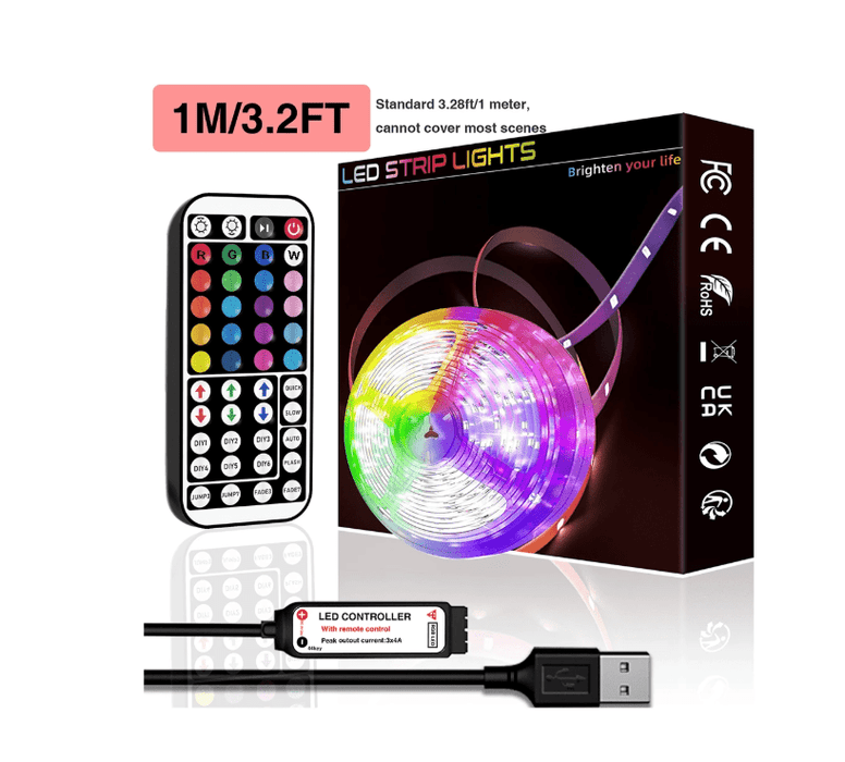 SHEIN NBBUFF Tira de luz LED RGB HBOWMDJIA, con control remoto 1m - Quierox - Tienda Online