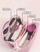 Shein Neceser impermeable de piel sintética para maquillaje de doble capa de gran capacidad - Quierox - Tienda Online