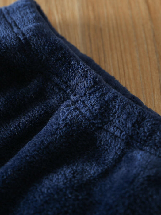 SHEIN Niñitos Pullover de color combinado con bordado de letra de franela & Pantalones - Quierox - Tienda Online