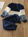 SHEIN Niñitos Pullover de color combinado con bordado de letra de franela & Pantalones - Quierox - Tienda Online
