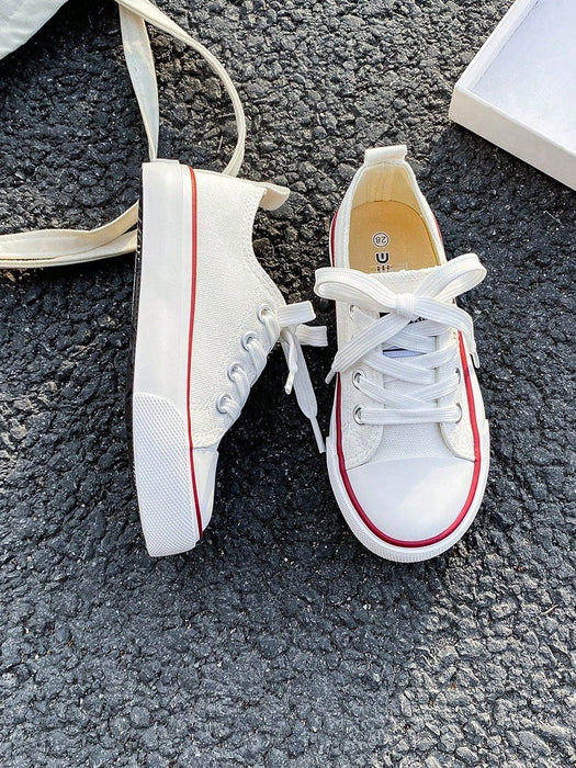 Shein OPOEE Zapatillas de lona blancas deportivas de media caña para niños - Quierox - Tienda Online