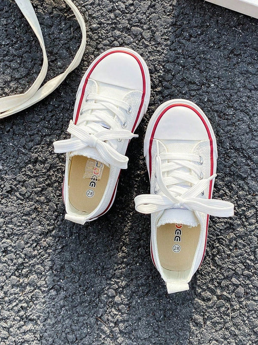 Shein OPOEE Zapatillas de lona blancas deportivas de media caña para niños - Quierox - Tienda Online