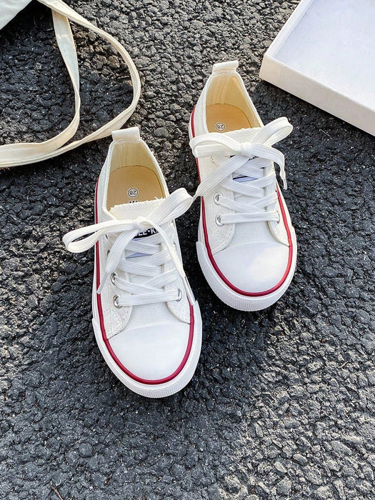 Shein OPOEE Zapatillas de lona blancas deportivas de media caña para niños - Quierox - Tienda Online