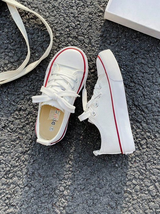 Shein OPOEE Zapatillas de lona blancas deportivas de media caña para niños - Quierox - Tienda Online