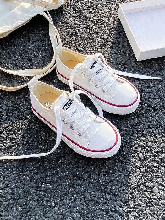 Shein OPOEE Zapatillas de lona blancas deportivas de media caña para niños - Quierox - Tienda Online