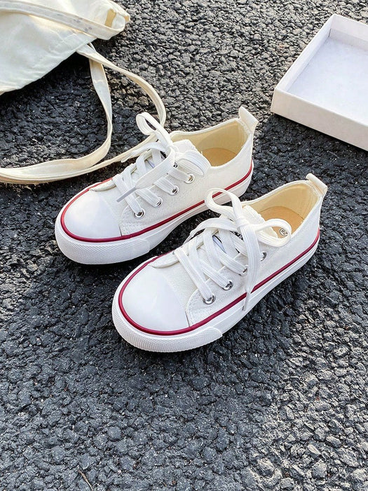 Shein OPOEE Zapatillas de lona blancas deportivas de media caña para niños - Quierox - Tienda Online