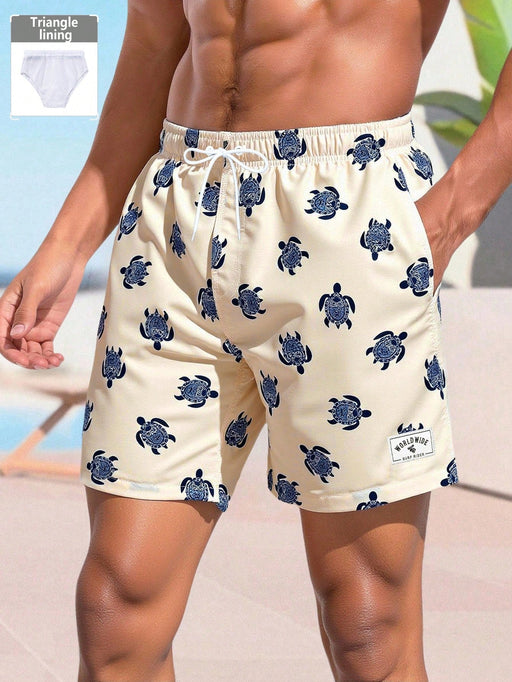 SHEIN Palasendo Pantalones cortos de playa de estilo informal con estampado de tortuga - Quierox - Tienda Online