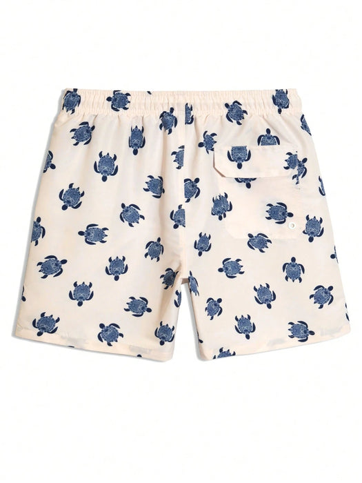 SHEIN Palasendo Pantalones cortos de playa de estilo informal con estampado de tortuga - Quierox - Tienda Online