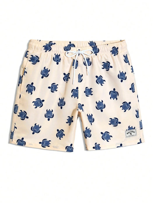 SHEIN Palasendo Pantalones cortos de playa de estilo informal con estampado de tortuga - Quierox - Tienda Online