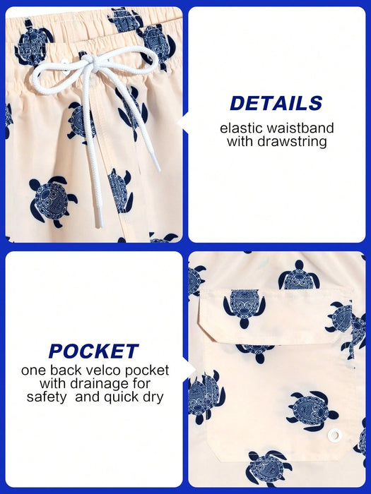 SHEIN Palasendo Pantalones cortos de playa de estilo informal con estampado de tortuga - Quierox - Tienda Online