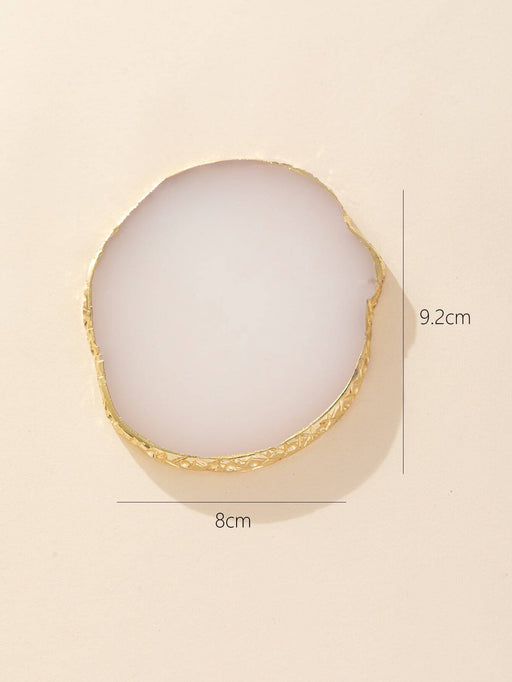 Shein Paleta de colores de resina blanca para decoración de uñas, con diseño de ágata de imitación y borde dorado - Quierox - Tienda Online