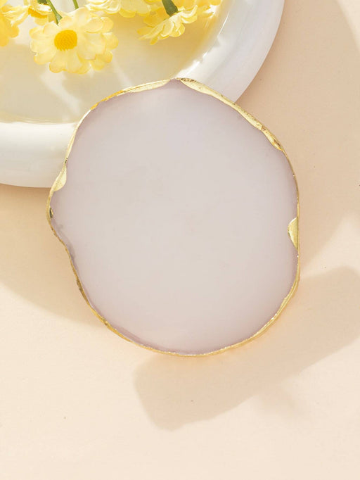 Shein Paleta de colores de resina blanca para decoración de uñas, con diseño de ágata de imitación y borde dorado - Quierox - Tienda Online