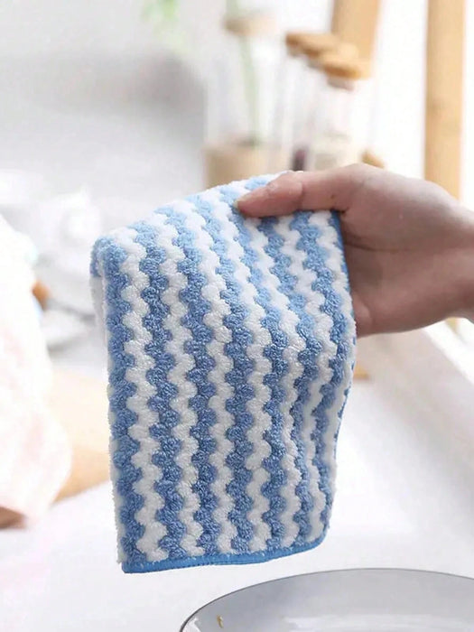 SHEIN Paño de cocina de ion grueso y ondulado, surtido de 5 unidades, de vellón coral a raya - Quierox - Tienda Online