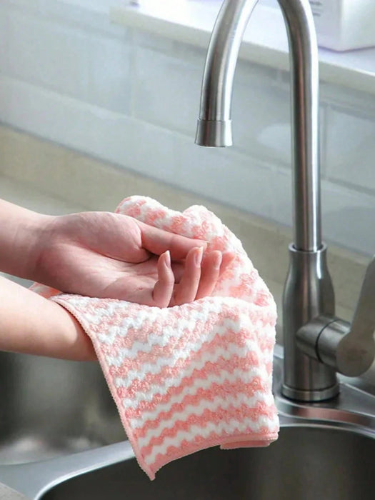 SHEIN Paño de cocina de ion grueso y ondulado, surtido de 5 unidades, de vellón coral a raya - Quierox - Tienda Online