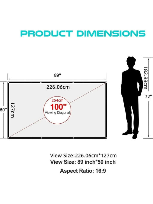 SHEIN Pantalla de proyección HD de 100 pulgadas 16:9, plegable, antiarrugas - Quierox - Tienda Online