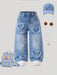 SHEIN Pantalones anchos con parche de corazón bordado, cintura elástica - Quierox - Tienda Online