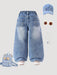 SHEIN Pantalones anchos con parche de corazón bordado, cintura elástica - Quierox - Tienda Online