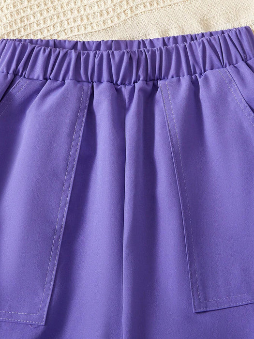 SHEIN Pantalones cargo casuales y sencillos para chicas preadolescentes - Quierox - Tienda Online