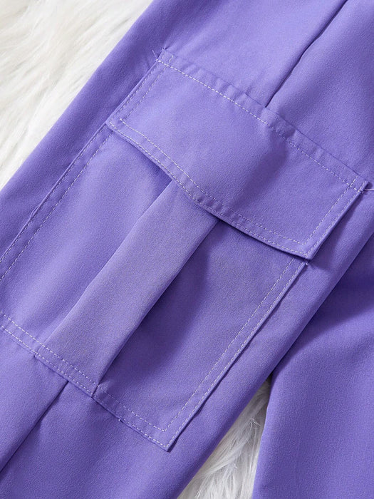 SHEIN Pantalones cargo casuales y sencillos para chicas preadolescentes - Quierox - Tienda Online