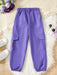 SHEIN Pantalones cargo casuales y sencillos para chicas preadolescentes - Quierox - Tienda Online