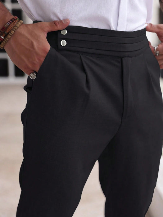 SHEIN Pantalones casuales con botones y bolsillos de color liso para hombre - Quierox - Tienda Online