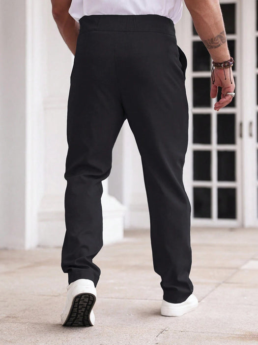 SHEIN Pantalones casuales con botones y bolsillos de color liso para hombre - Quierox - Tienda Online