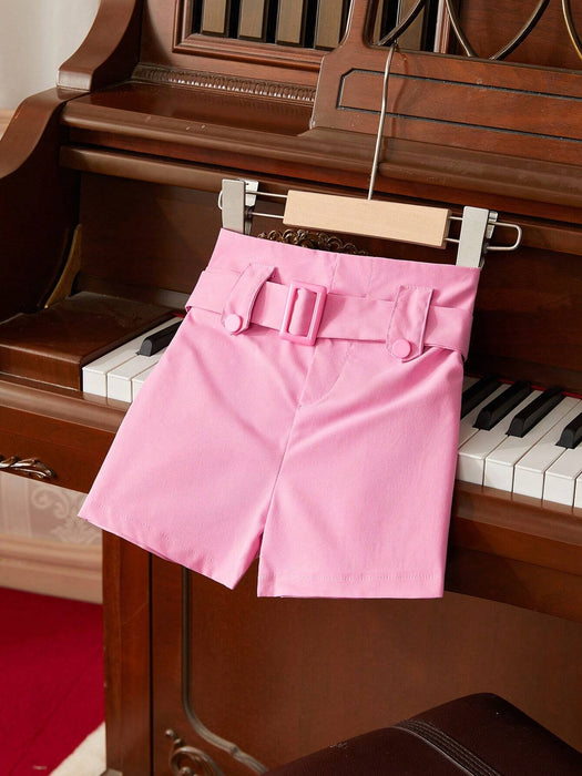 Shein Pantalones cortos casuales para chicas jóvenes con cinturón para uso diario - Quierox - Tienda Online
