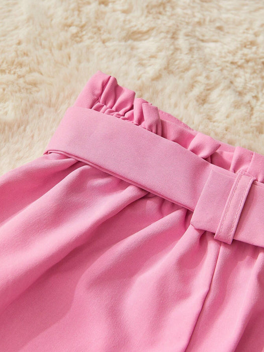 Shein Pantalones cortos casuales para chicas jóvenes con cinturón para uso diario - Quierox - Tienda Online