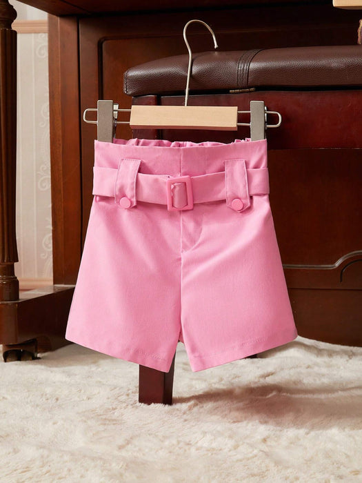 Shein Pantalones cortos casuales para chicas jóvenes con cinturón para uso diario - Quierox - Tienda Online