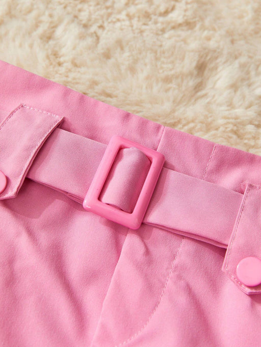 Shein Pantalones cortos casuales para chicas jóvenes con cinturón para uso diario - Quierox - Tienda Online