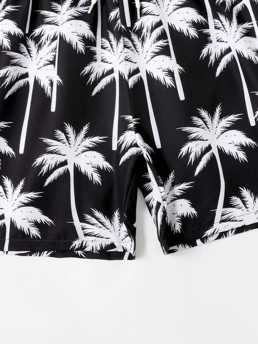 SHEIN Pantalones Cortos De Baño Para Niños Preadolescentes Con Estampado De Palmeras - Quierox - Tienda Online